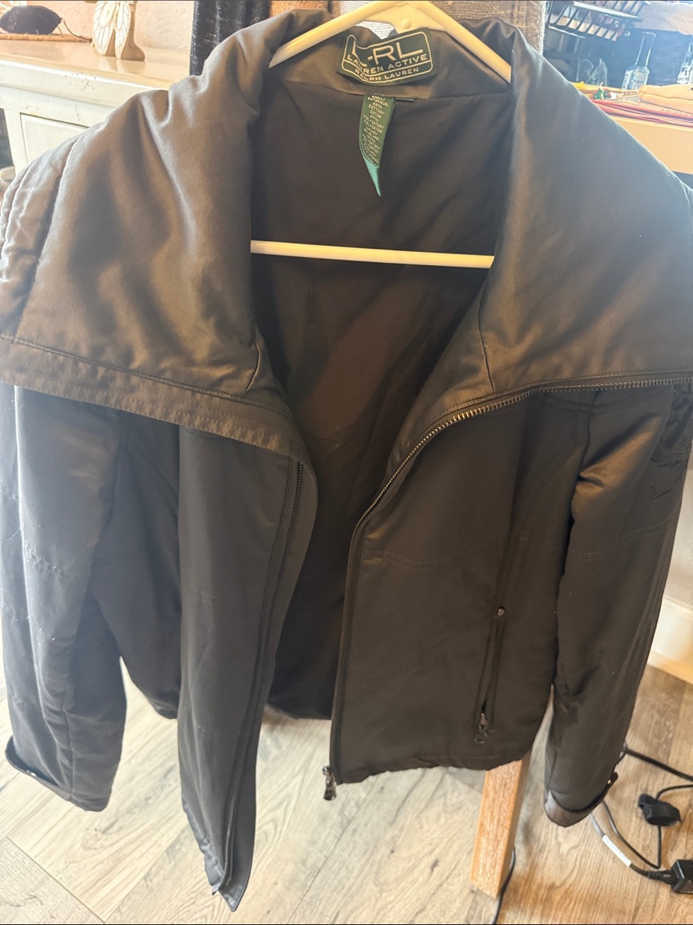 RLX Ralph Lauren Black Puffer Jacket with High Collar